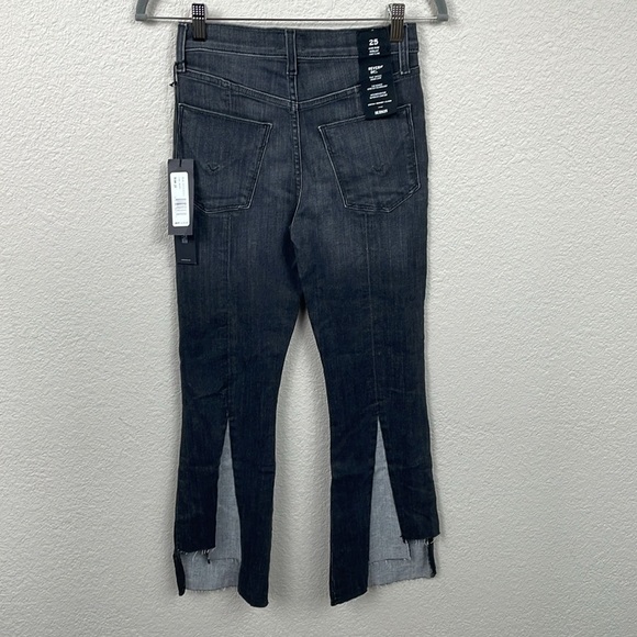 NWT Hudson Holly High Rise Crop Flare Jeans Washed Black Patched Slit Sz 25 - Picture 5 of 15